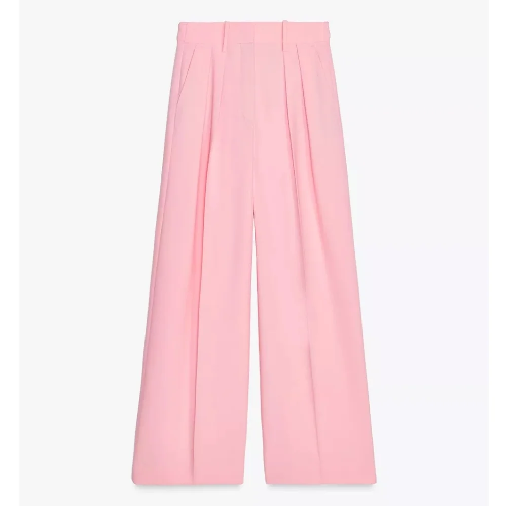 Zara Wide Leg Pants Pastel Pink Size L